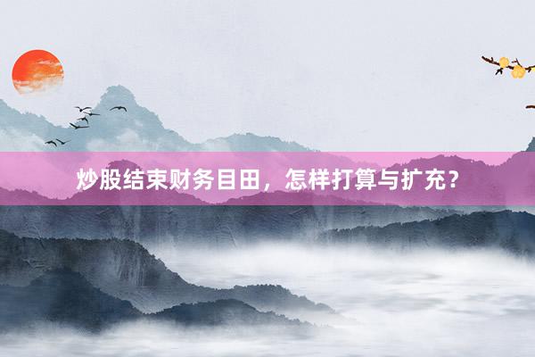 炒股结束财务目田，怎样打算与扩充？